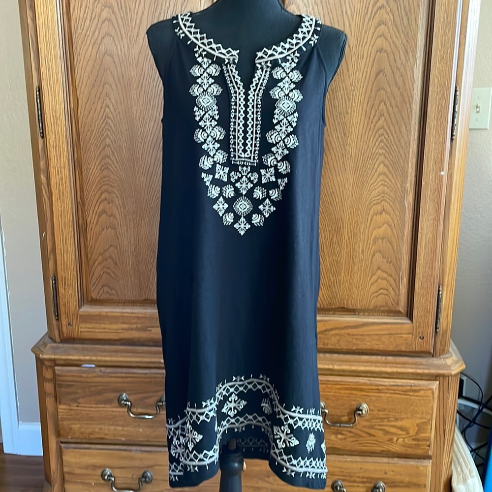 Style &Co PM blk embellished sleeveless dress